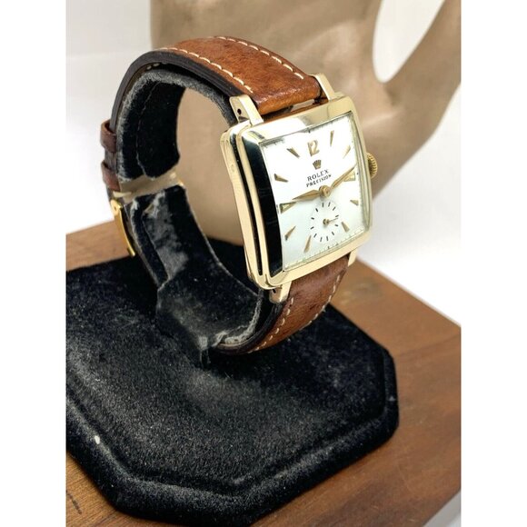 Rolex Precision 4645 Watch Vintage Swiss Automatic 14k Gold Case White Dial 31mm - Picture 16 of 16